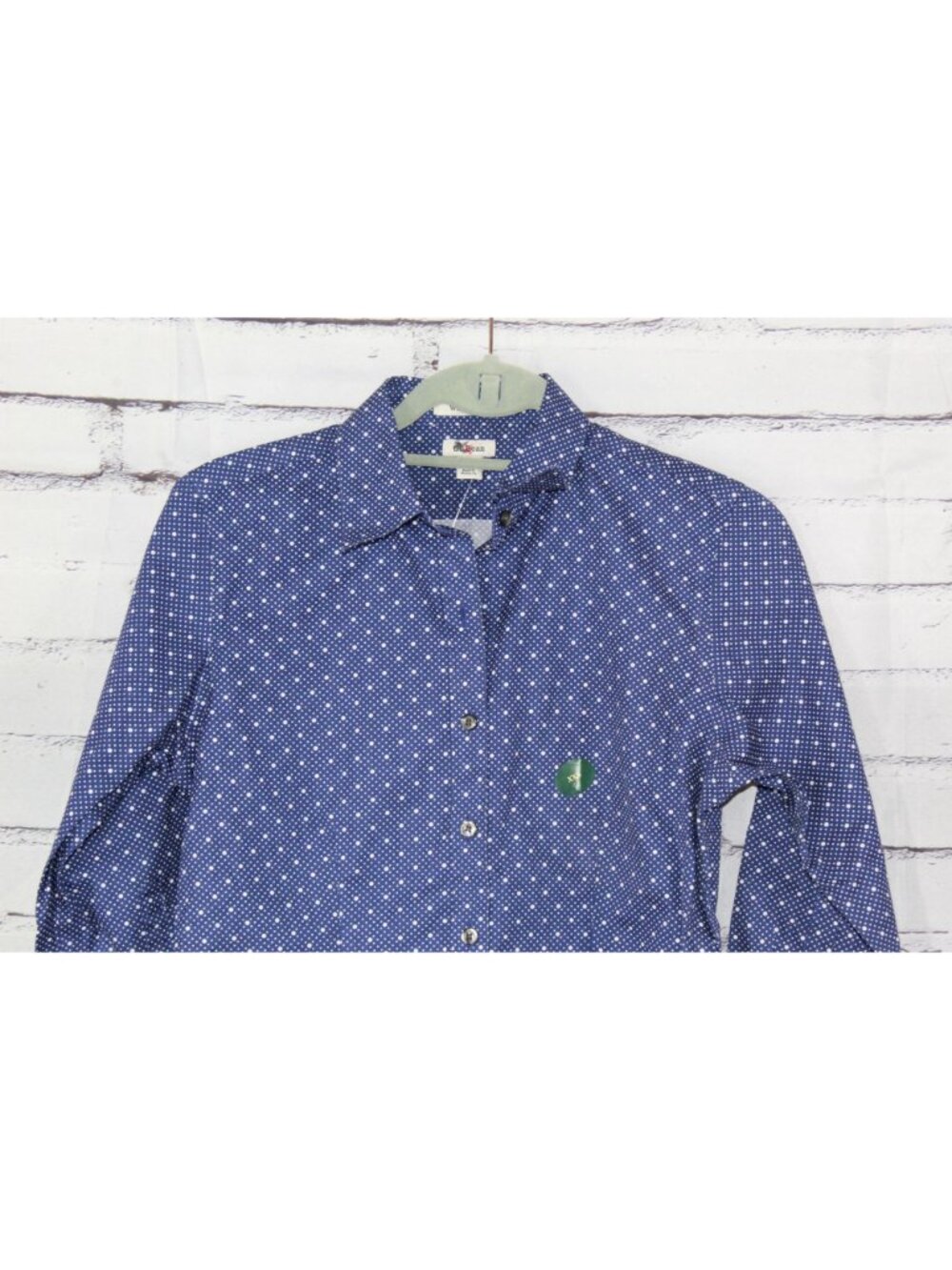 LL Bean Blue Polka Dot Button Down Shirt Wrinkle Free 100% Cotton XXS - Picture 3 of 14